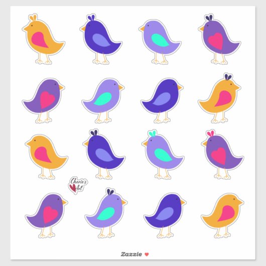 Cute and Whimsical Birdies Sticker (Vel)