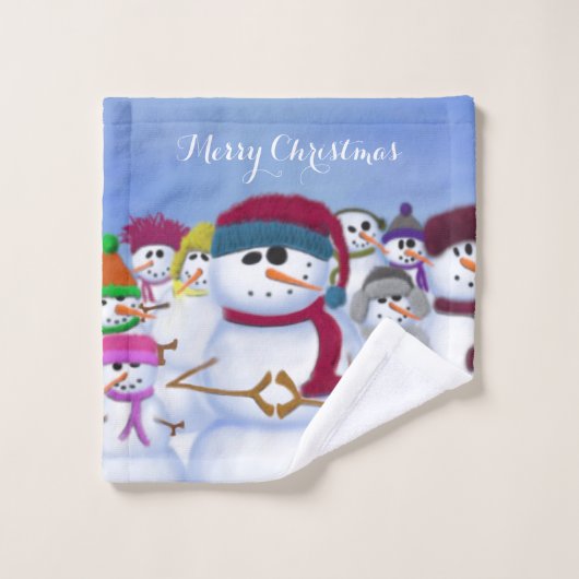 Cute and Whimsical Snowmen Bad Handdoek (Wasdoekje)