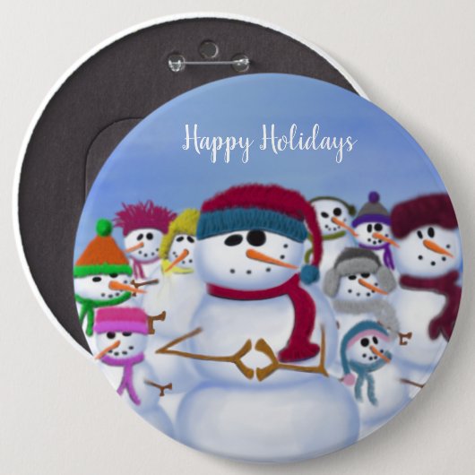 Cute and Whimsical Snowmen Button (Voorkant /achterkant)