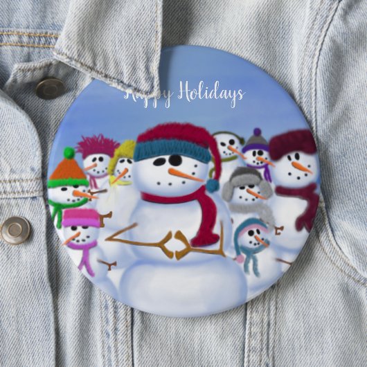 Cute and Whimsical Snowmen Button (In situ)