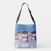 Cute and Whimsical Snowmen Crossbody Tas (Achterkant)