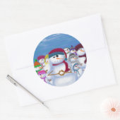 Cute and Whimsical Snowmen Ronde Sticker (Envelop)