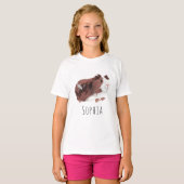 Cute and Whimsical Spotty Guinee Pig Cartoon T-shirt (Voorkant volledig)