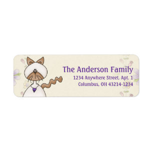 Cute Angel Antics White Brown Cat Adresetiketten Etiket