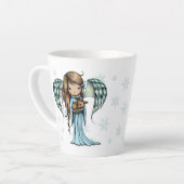 Cute Angel die Fawn vasthoudt in Snowflakes kerst Latte Mok (Linkerhoek)