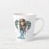 Cute Angel die Fawn vasthoudt in Snowflakes kerst Latte Mok (Rechts)