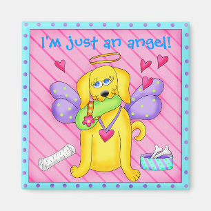 Cute Angel Dog met Wings op Roze Magneet