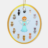 Cute Angel en Cat Cartoons Keramisch Ornament (Links)