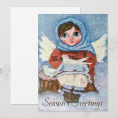 Cute Angel met Dood Kerstfeestdag Kaart (Voorkant / Achterkant)