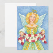 Cute Angelic Kerstengel met Joy Invitation Kaart (Voorkant / Achterkant)