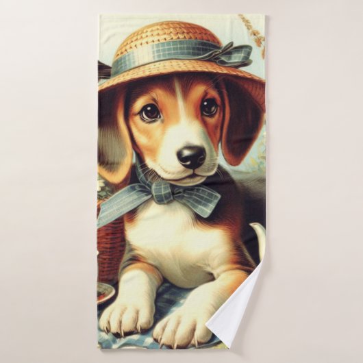 Cute Anglais Foxhound Peinture (Serviette de bain)