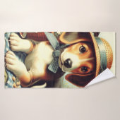 Cute Anglais Foxhound Peinture (Serviette de bain)