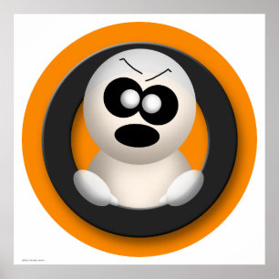 Cute Angry Ghost Oranje Halloween Poster