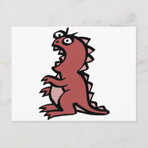 Cute & Angry Red Dinosaur Briefkaart