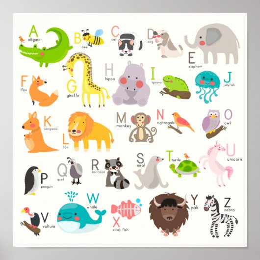Cute Animal Alphabet Poster (Voorkant)