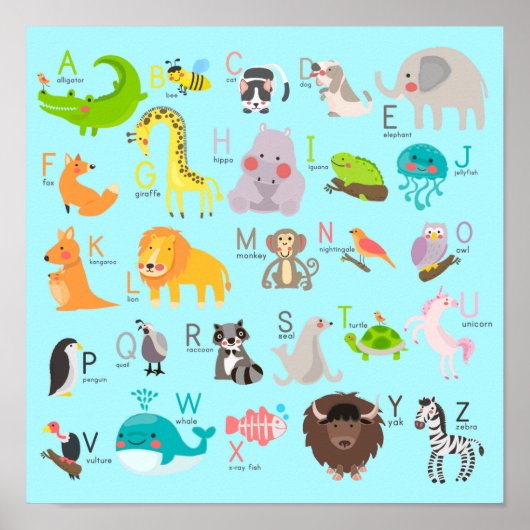 Cute Animal Alphabet Poster (Voorkant)
