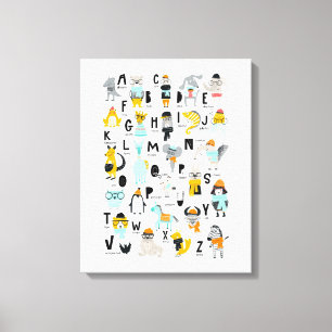 Cute Animal Alphabet Sommige hebben Petten Canvas Afdruk