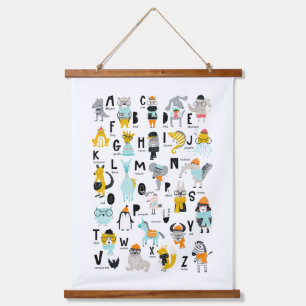 Cute Animal Alphabet   Sommige hebben Petten Hangend Wandkleed