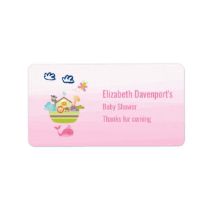 Cute Animal Ark Baby shower Roze Etiket