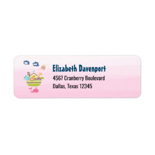 Cute Animal Ark met een vlinder en walvisroze Etiket