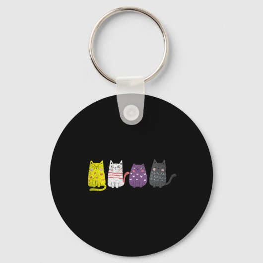 Cute Animal Cat Gift Non Binary Pride Agender Non Sleutelhanger (Voorkant)