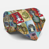 Cute Animal Collage Folk Art Design Stropdas (Opgerold)