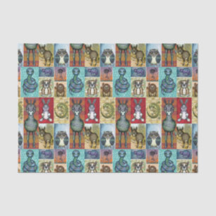 Cute Animal Collage Folk Art Design Tissuepapier