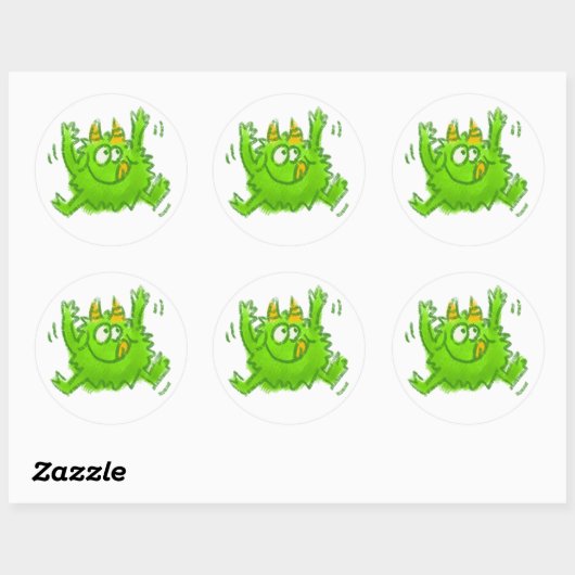 Cute Animal Drawing Ronde Sticker (Vel)