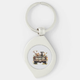 Cute Animal Farm On Metal Keychain