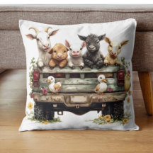 Cute Animal Farm On Pillow