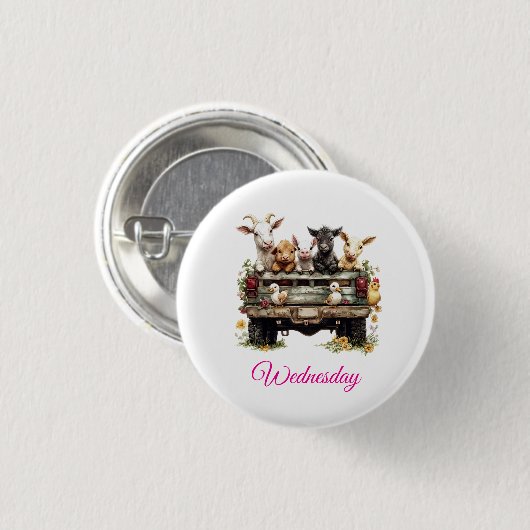 Cute Animal Farm On Round Button (Voorkant /achterkant)