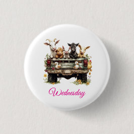 Cute Animal Farm On Round Button