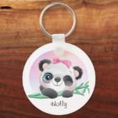 Cute Animal Friendly Panda Bamboo Sleutelhanger (Voorkant)