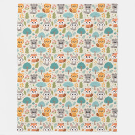 Cute Animal Friends Seamless Pattern – Playful Kid Fleece Deken
