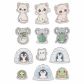 Cute Animal & Igloo Sticker Kit – Cartoon Creature (Devant)