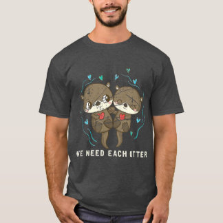Cute Animal otter Couple Valentijnsdag Gift T-shirt