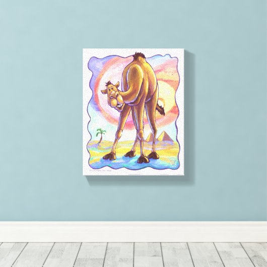 Cute Animal Parade Camel Art Canvas Afdruk (Insitu (Houten vloer))