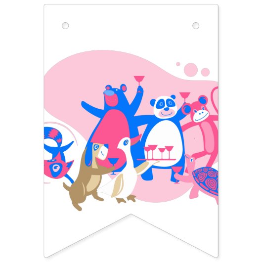 cute animal party selfie funny vlaggetjes (Eerste vlag)