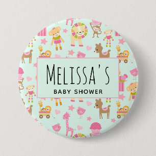 Cute Animal Pattern Baby shower Ronde Button 7,6 Cm