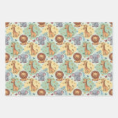 Cute animal pattern featuring lions, giraffes inpakpapier vel (Voorkant 2)