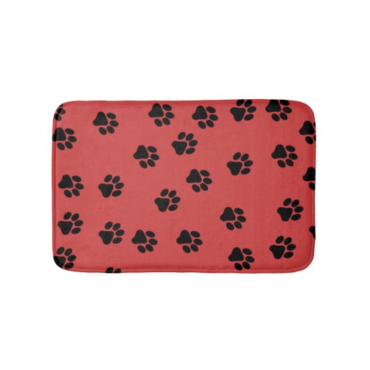 Cute Animal Paw Print Pattern Black Badmat (Voorkant)