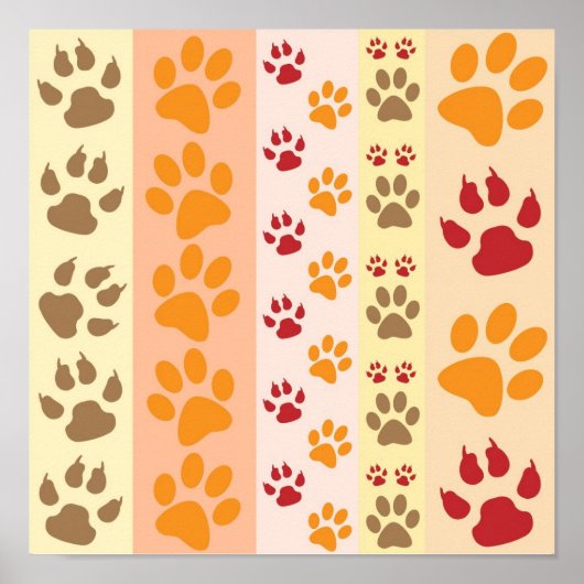 Cute Animal Paw Prints Pattern in Natural Colors (Voorkant)