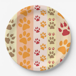Cute Animal Paw Prints Pattern in Natural Colors Papieren Bordje