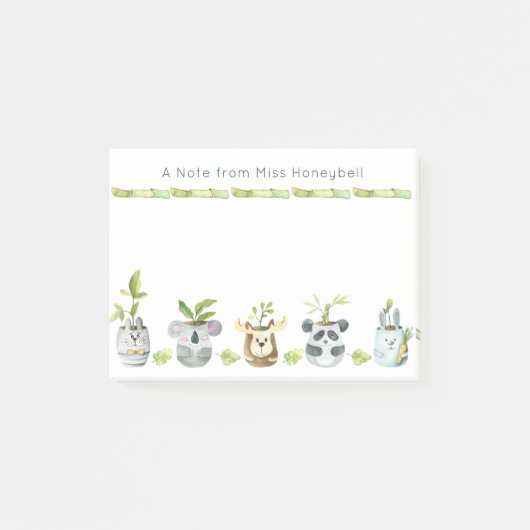 Cute Animal Pot Planten persoonlijke opmerking van Post-it® Notes (Voorkant)