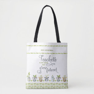 Cute Animal Potted Planten and Teacher Quote Draagtas