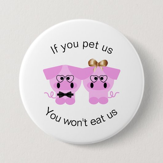 Cute Animal Rights Pin Button voor varkensovers (Voorkant)