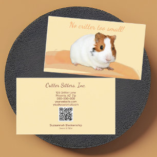 Cute Animal Sitter Guinée Pig QR Code Carte de vis