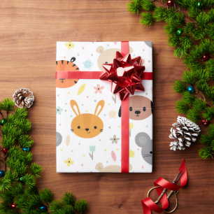 Cute animal tijgerkonijnenpatroon beer cadeaupapier