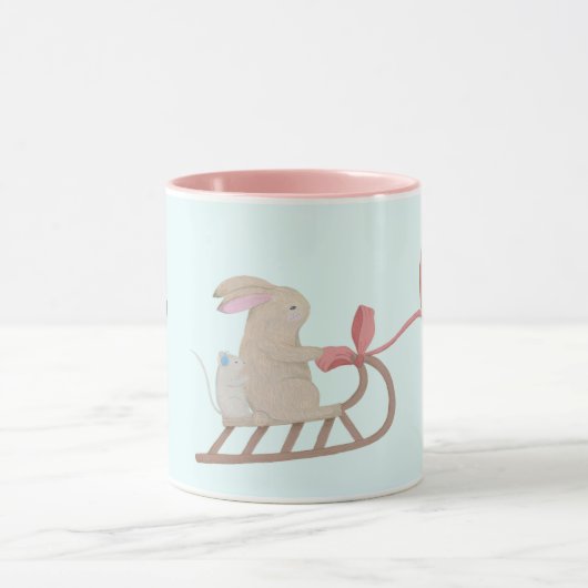 Cute animal winter scène mok (Midden)