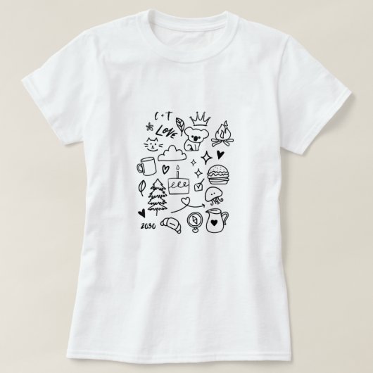 Cute Animals and Objects Graphic T-Shirt (Design devant)